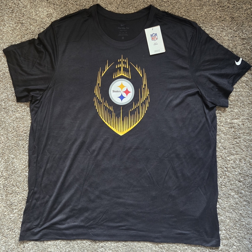 Nike Pittsburgh Steelers Big Men's Black And Gold Football Tee Size 3XL